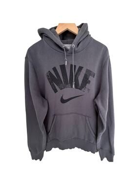 Nike Pullover Hoodie Mens XL Gray Black Logo Sweatshirt Athletic Fleece
